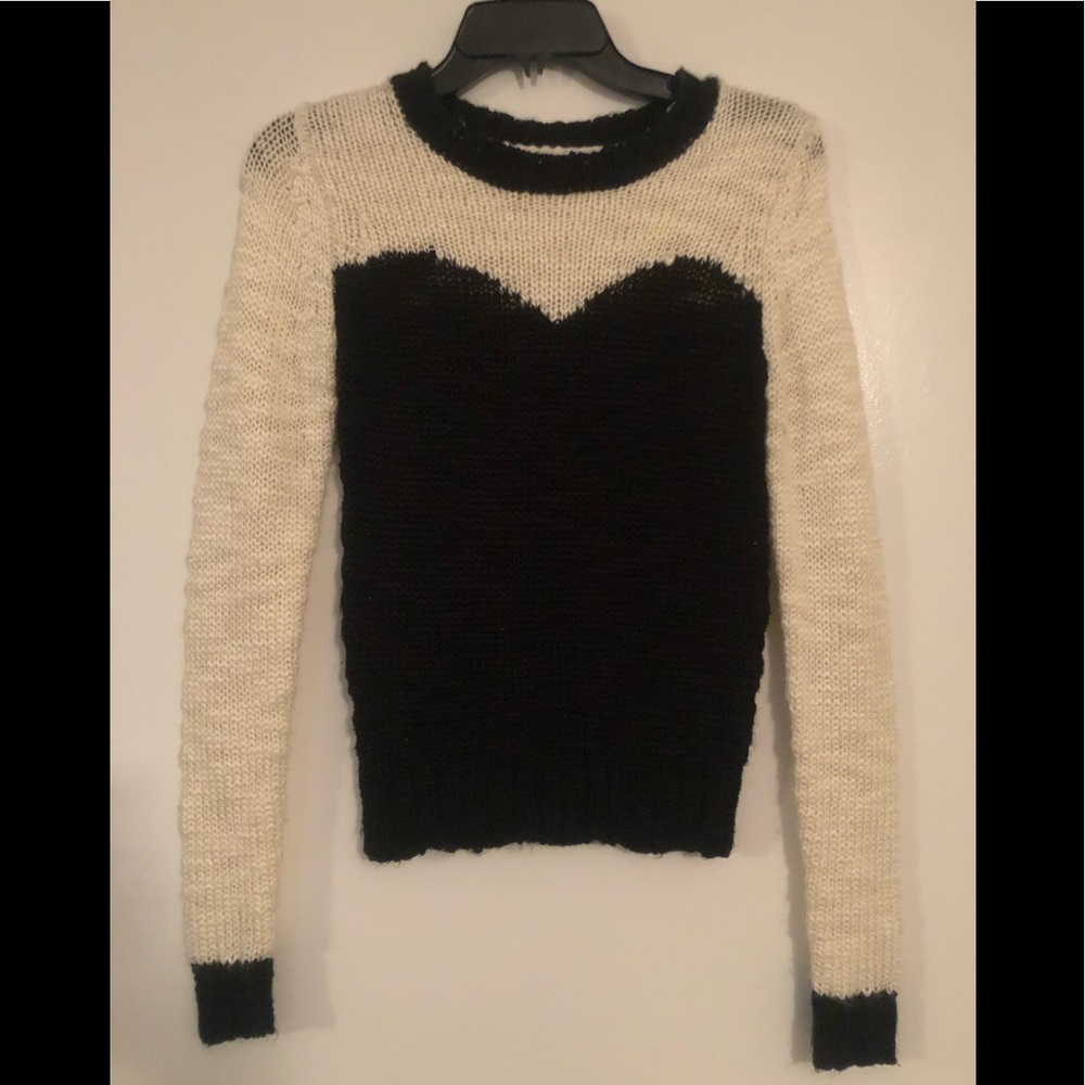 H&M black and white heart sweater